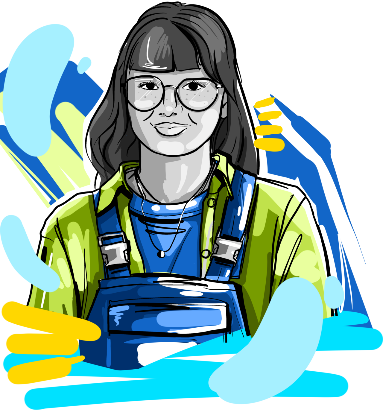 Illustration2 einer HERING-Auszubildenden in Arbeitshose