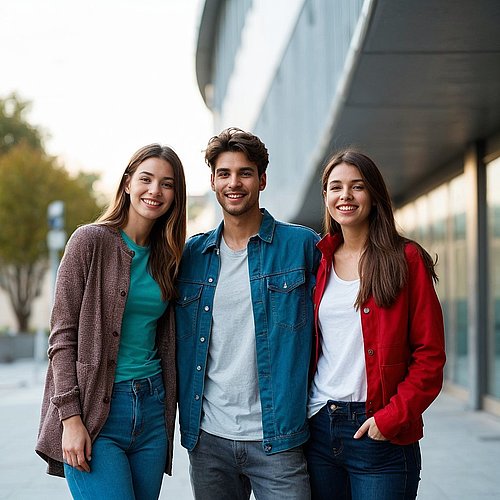 Drei junge Studierende