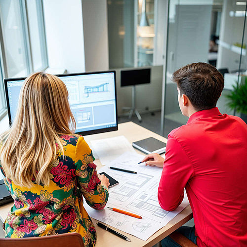 Typischer Arbeitsplatz für Auszubildende zum Technischen Systemplaner