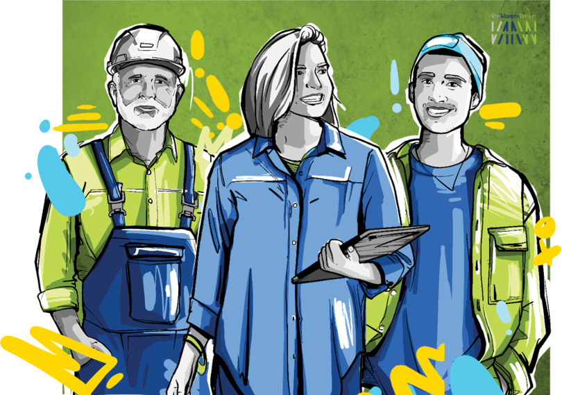 Illustration verschiedener HERING-Mitarbeiter