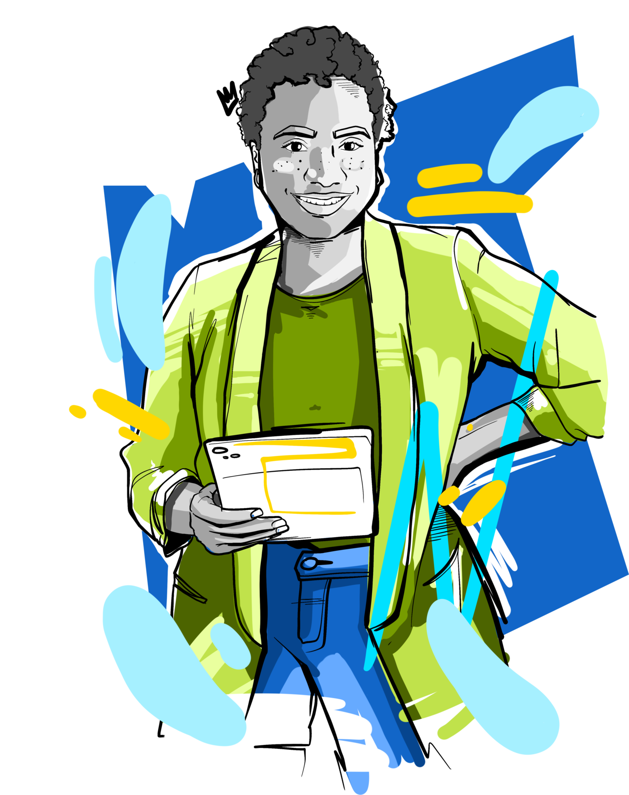 Illustration Mitarbeiterin bei der Arbeit