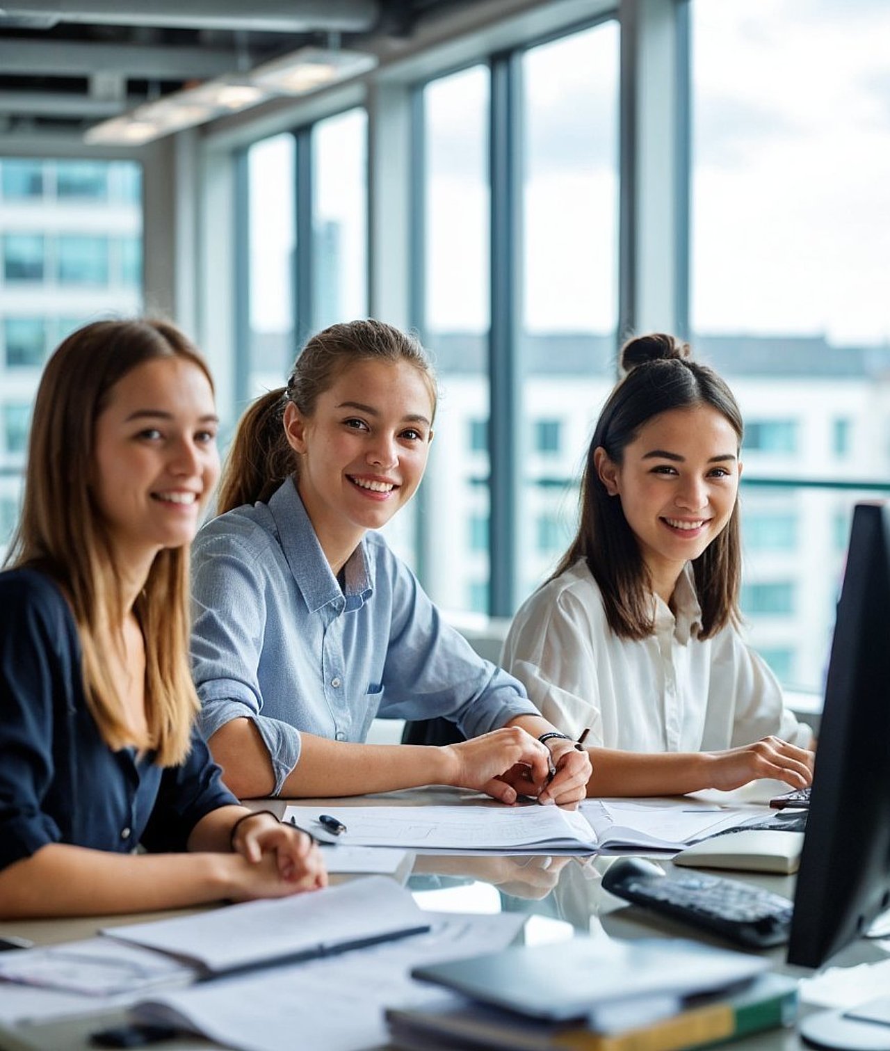 Industriekaufleute in der Ausbildung beim Lernen